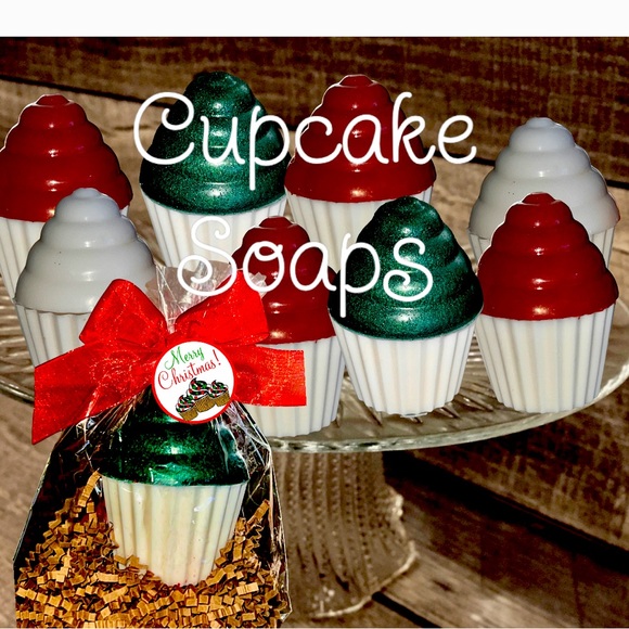 Christmas Cupcake Soap Gift Set 6Handmade Gift Birthday Present Hostess gift